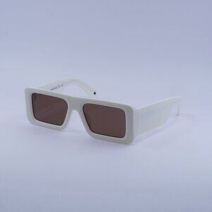 Off-White OERI140 TROY 0164 Sunglasses White Rectangle Frame, Brown Lenses